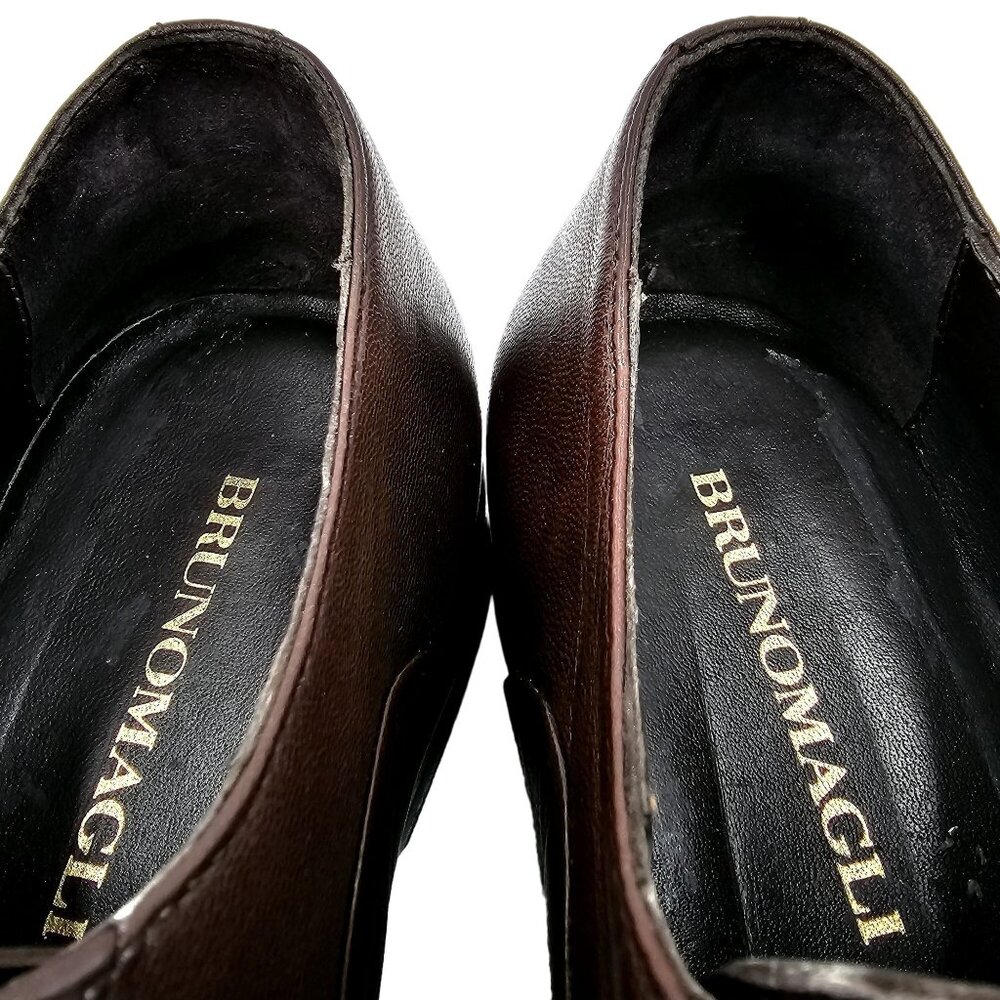 Bruno Magli Italy Men's size 6.5 Dress Shoes Brown Nappa Leather Cap-toe Oxfords - Picture 2 of 13